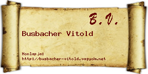 Busbacher Vitold névjegykártya